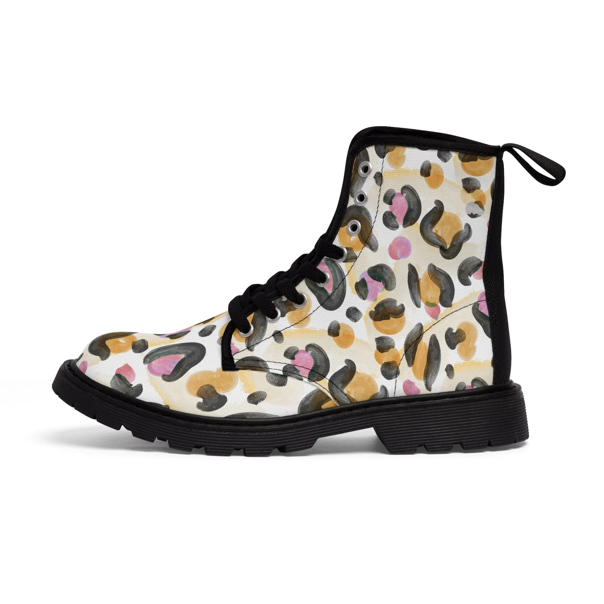 Women's leopard print canvas boots